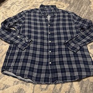 Vineyard Vines Shirt Mens‎ XXL Blue Plaid Button Down Flannel Classic Fit Whale